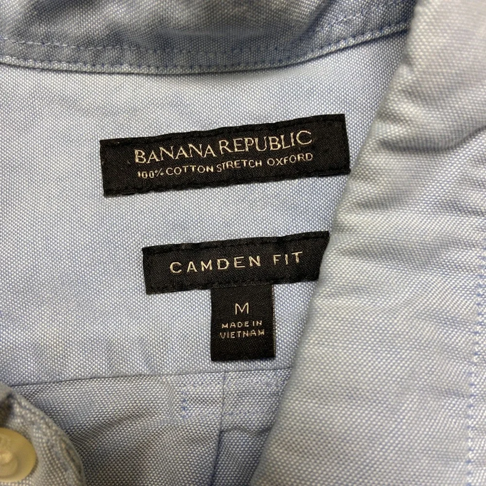 Banana Republic Shirt Mens Medium Blue Cotton Stretch Camden Fit Button Down